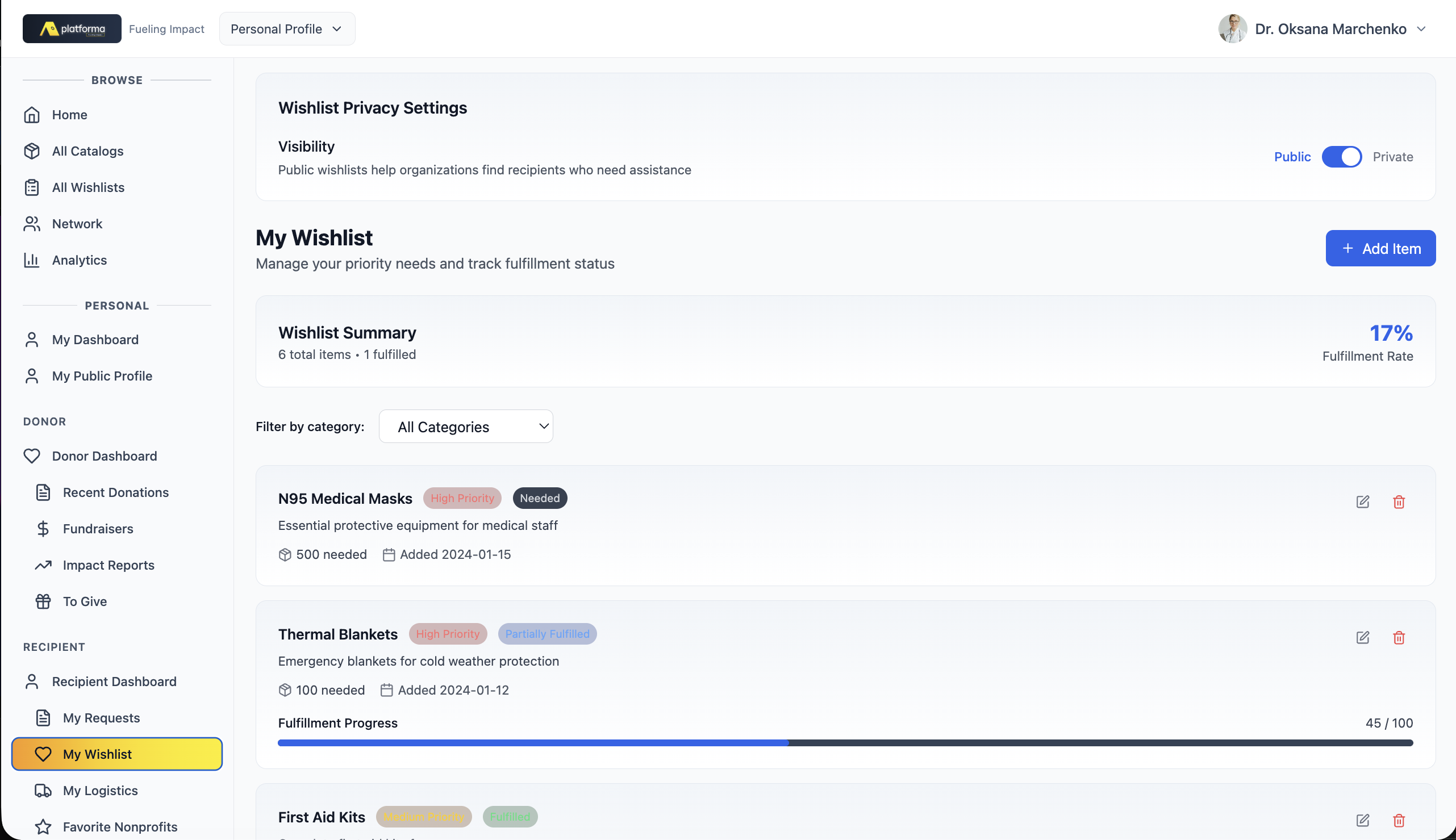 Recipient Mobile App